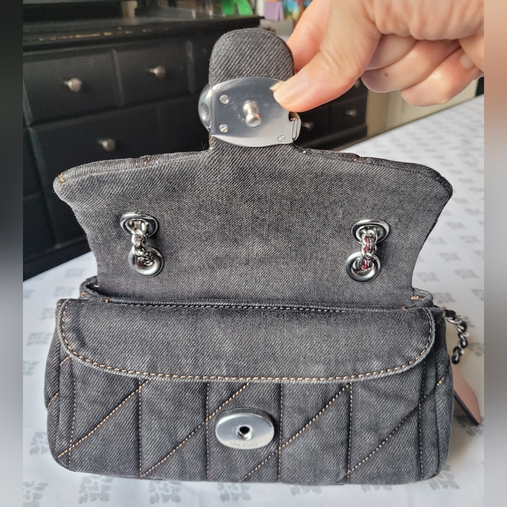 Coach Quilted Black Denim Tabby 20 Shoulder and Crossbody Bag - Picture 6 of 16